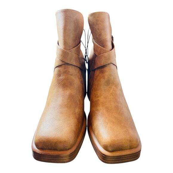 Jellypop Womens Eugenie Heeled Ankle Boots Square Toe Faux Leather Brown US 11 - Picture 2 of 7